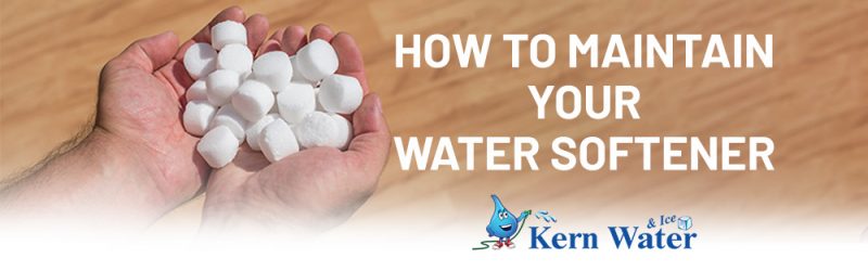 Hands holding small, circular, white water softener tablets.